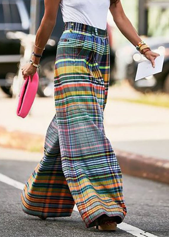 Rainbow Striped High Waist Pockets Wide Leg Pants