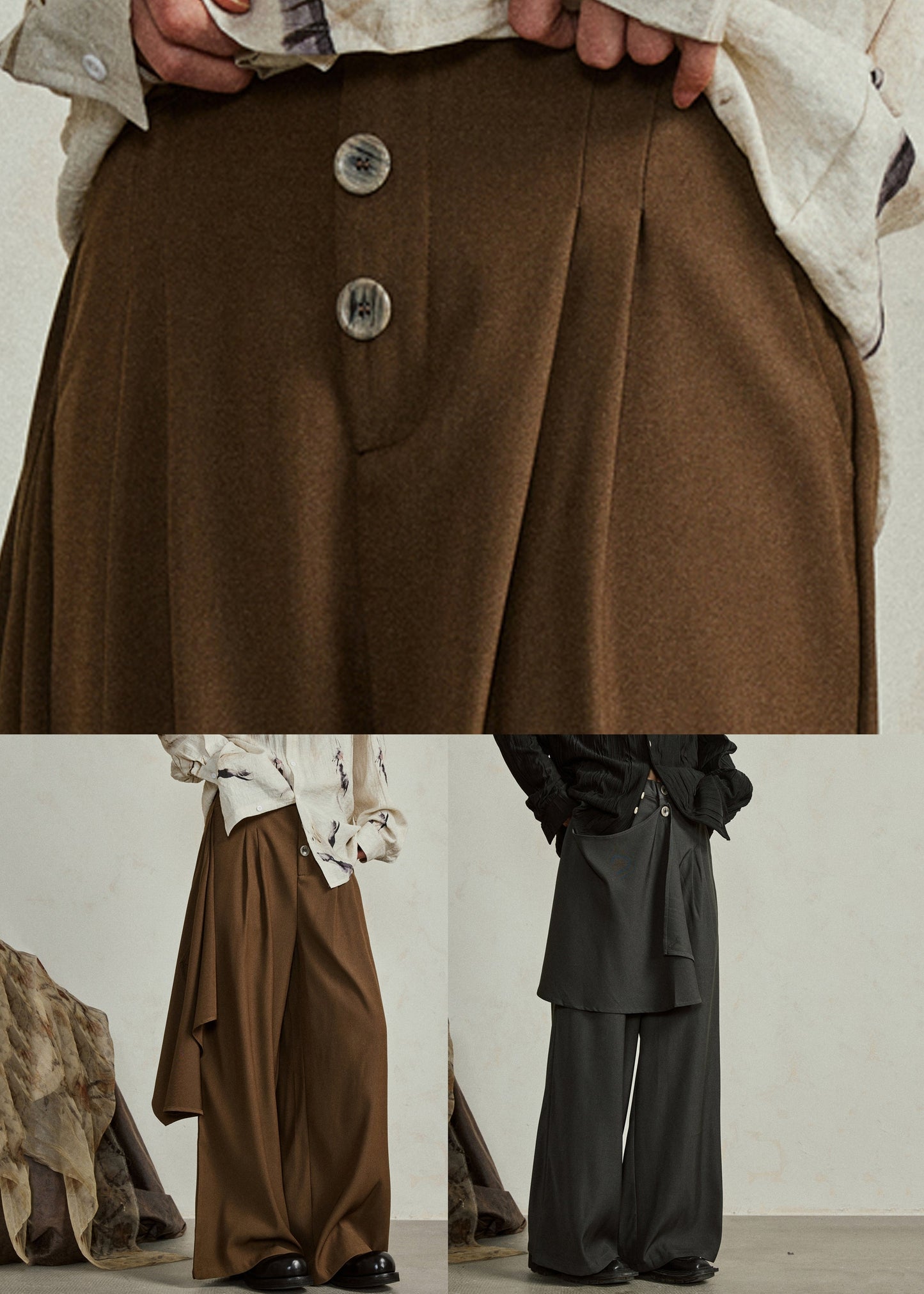 Black Wrinkled High Waist Wide Leg Pants