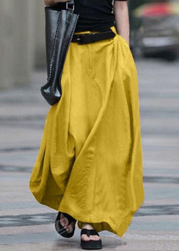 Cotton High Elastic Waist Side Pocket Zipper Skirts