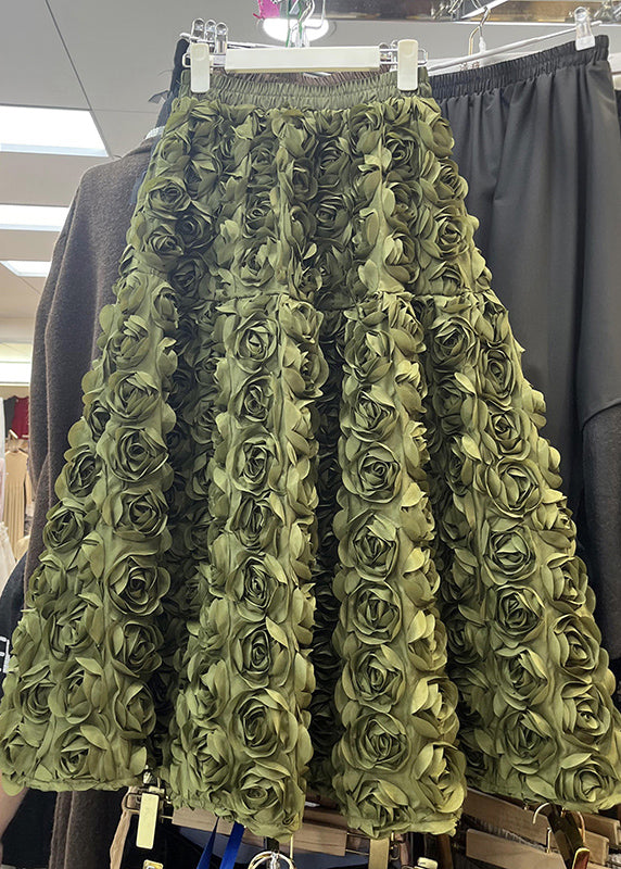 Loose Rose Elastic Waist Tulle Maxi Skirts Spring