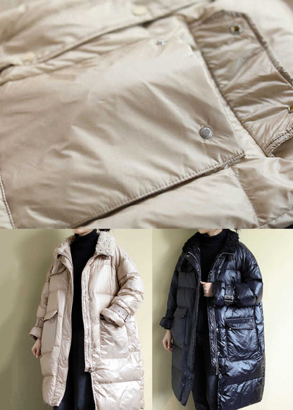 Black Pockets Fine Cotton Filled Coat Teddy Collar Zippered Winter