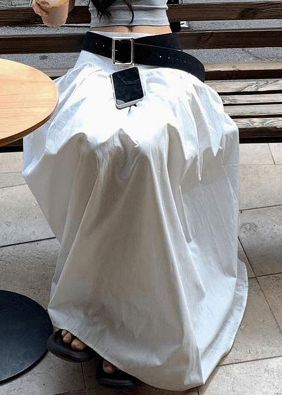 Fine White High Waist Cotton Skirts Summer