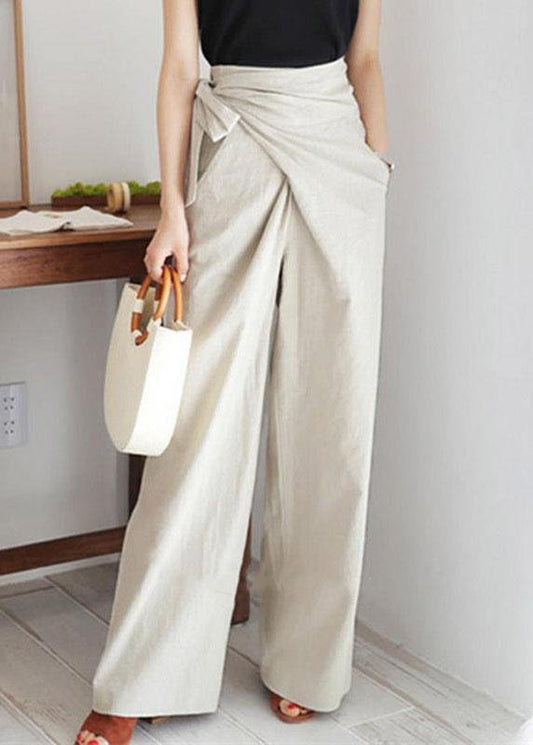 Color Asymmetrical Bandage Design Breathable Wide Leg Pants