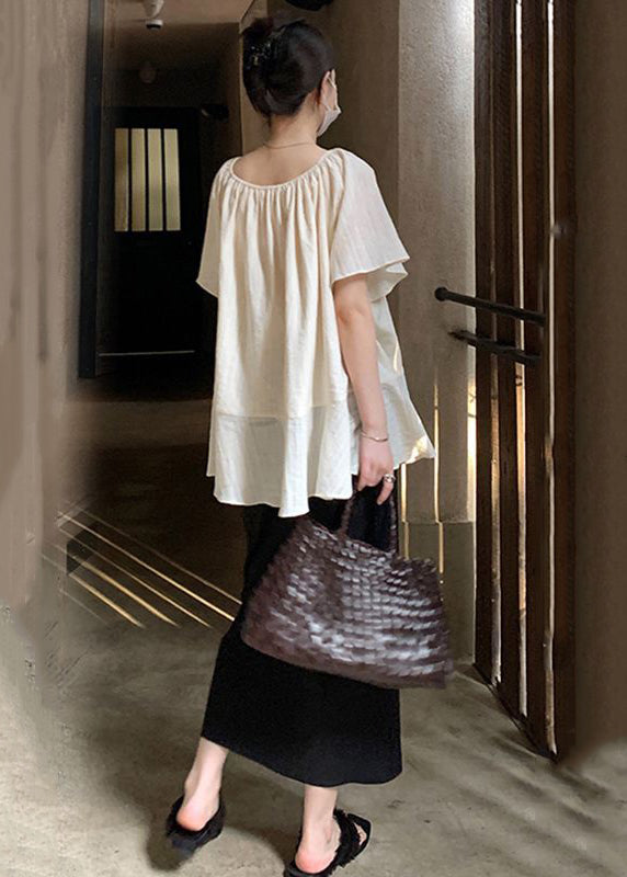 Loose Beige Asymmetrical Tops and Skirts Chiffon Sets 2 Pieces Summer