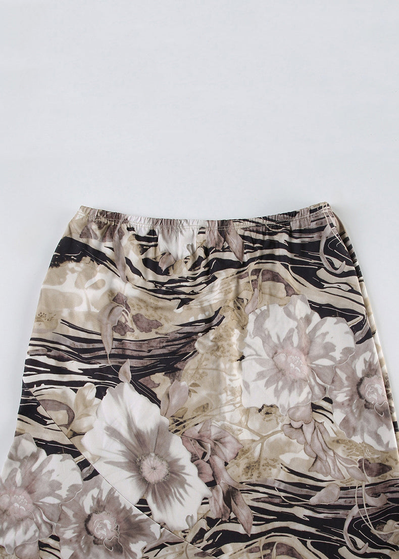 Print High Waist Cotton Skirt Summer