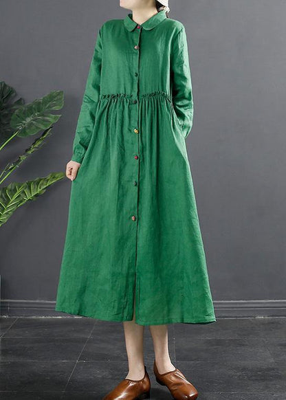 Lapel Ruffles Outfit Photography Green Maxi Dress
