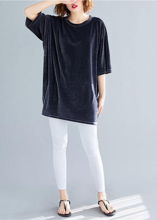 Grey Loose Spring Half Sleeve Tee