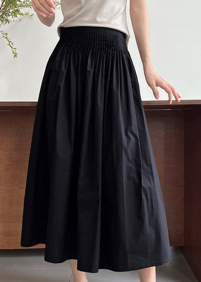 Natural Black High Waist Exra Large Hem Cotton Skirt Fall