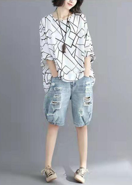 French Black Letter O-neck Loose Spring Shirts