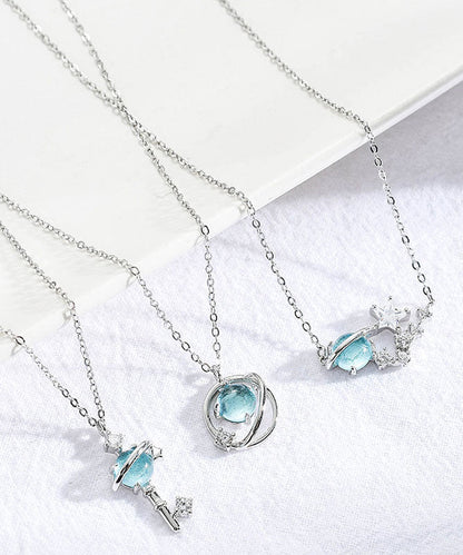 Rose Gold Ovgild Inlaid Gem Stone Zircon Starry Sky Three Piece Set Pendant Necklace