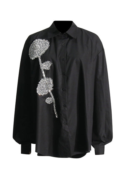 White Rhinestone Decorated Cotton Top Fall