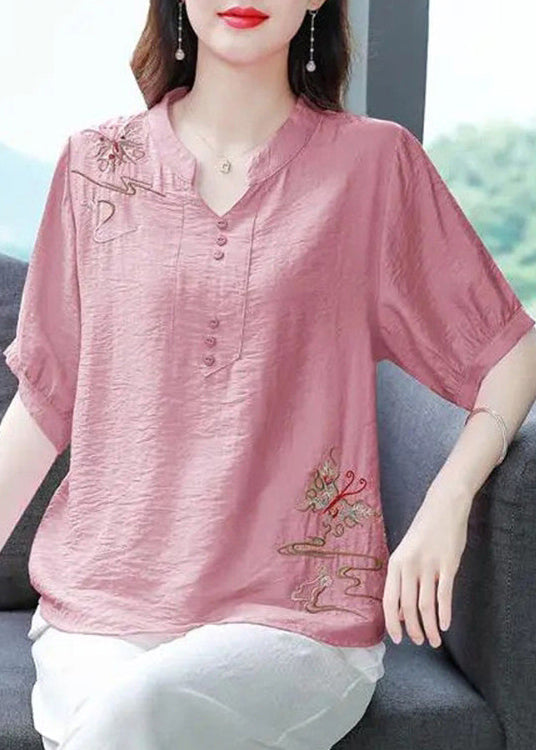 Yellow Embroidered Cotton Blouse Summer