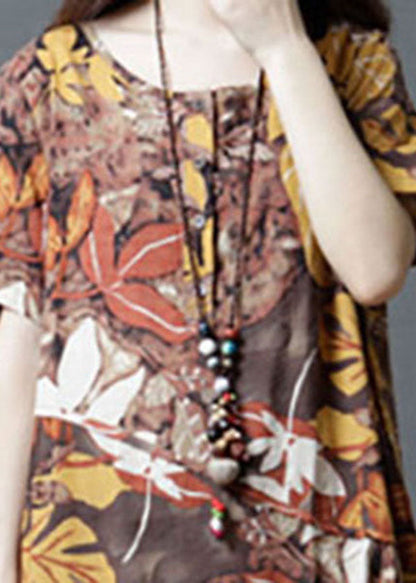 Short Sleeve Crew Neck Cotton Maxi Dress