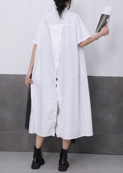 White Tulle Patchwork Maxi Dress Short Sleeve