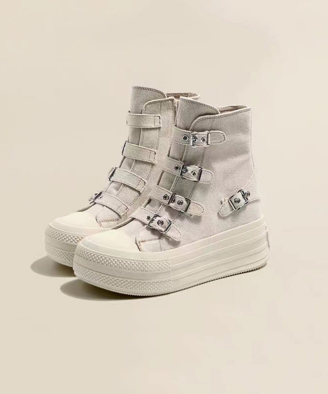 Platform Canvas Boots Pink