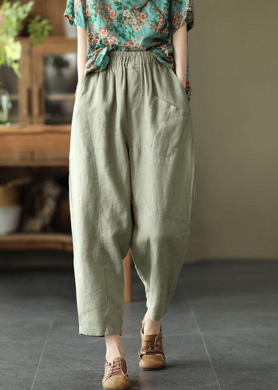 French Pink Loose Patchwork Summer Linen Pants