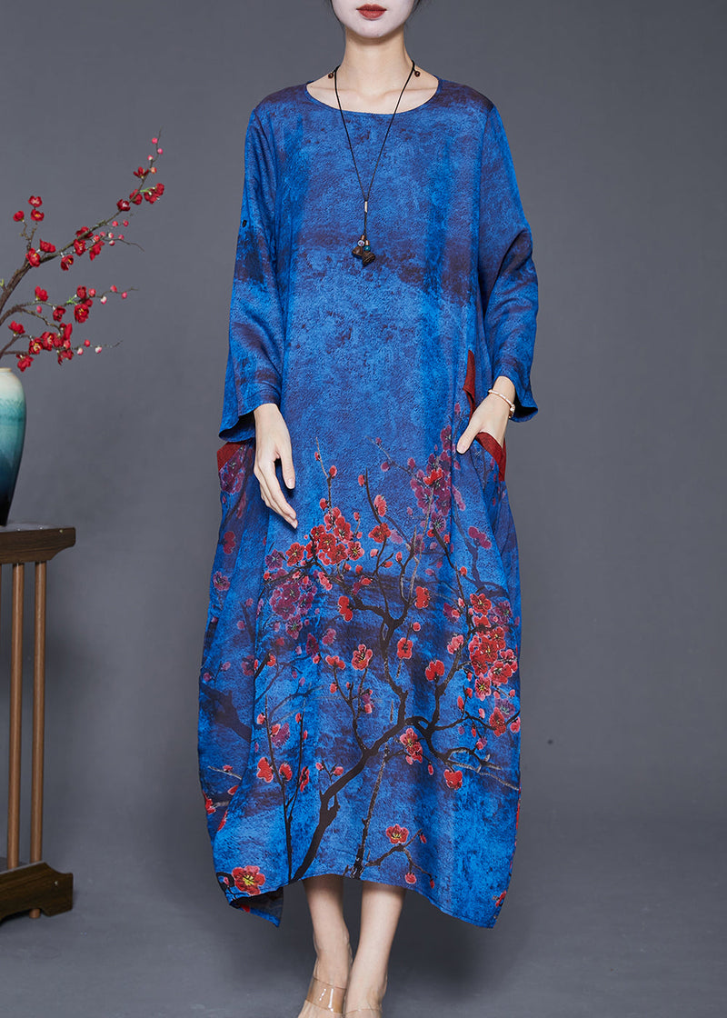 Diy Blue Oversized Tie Dye Silk Maxi Dresses Fall