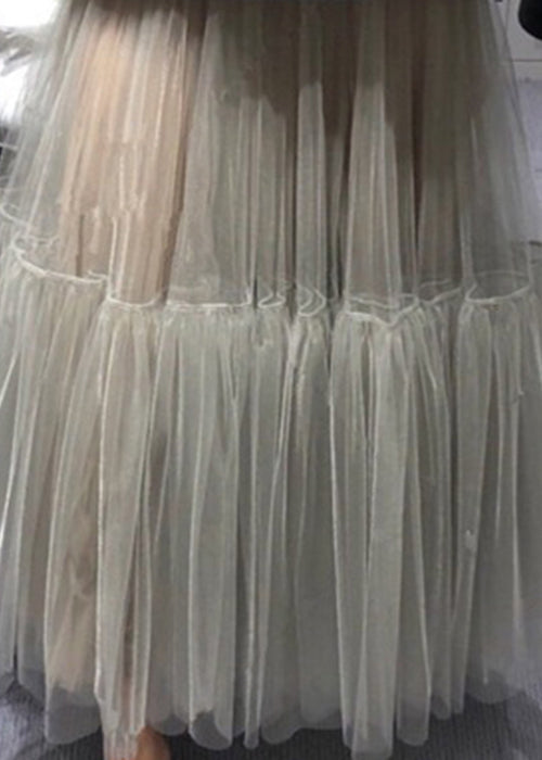Italian Grey Wrinkled Tulle Skirts Spring