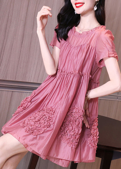 Italian Purple Ruffled Patchwork Chiffon Dress Summer