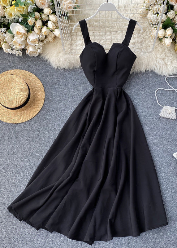 Slim Fit Green Cold Shoulder Cotton Spaghetti Strap Dress Sleeveless