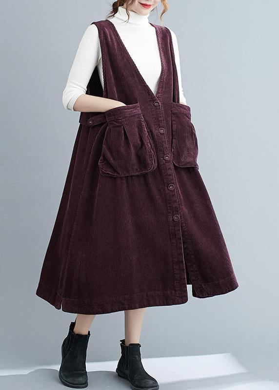 V Neck Sleeveless Spring Tunics Work Purple Art Dresses