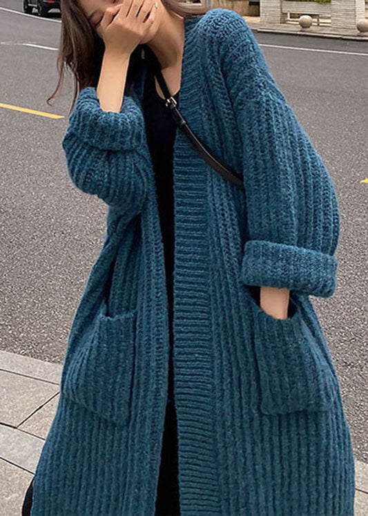 Blue Pockets Knit Cardigan Spring