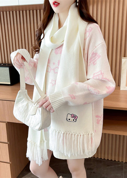 Beige O-neck Cozy Cotton Knit Sweater Spring