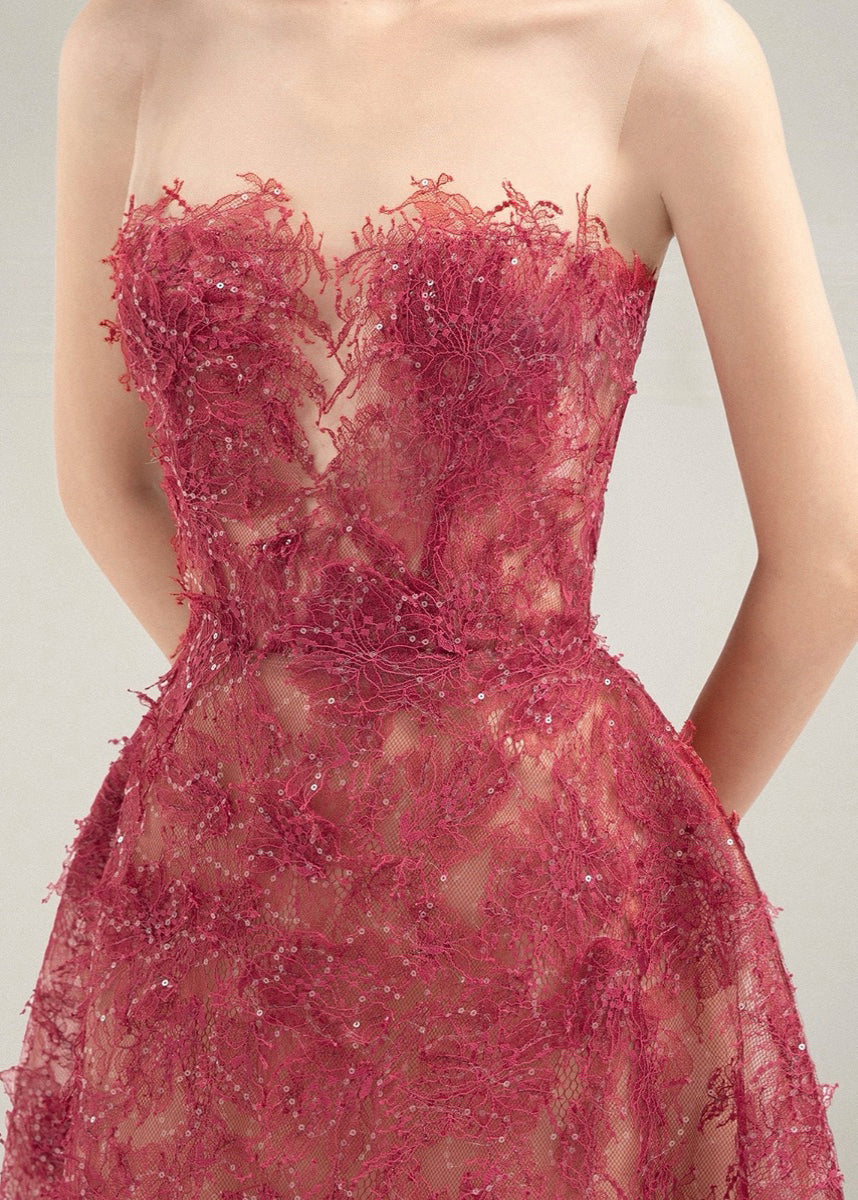 Cold Shoulder Sequins High Waist Lace Long Dress Sleeveless