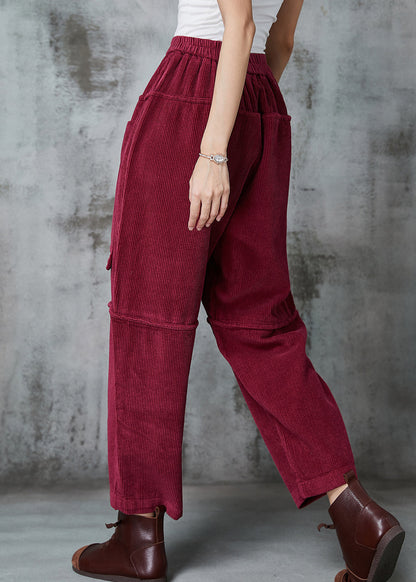 Modern Mulberry Oversized Pocketspatchwork Corduroy Pants Spring