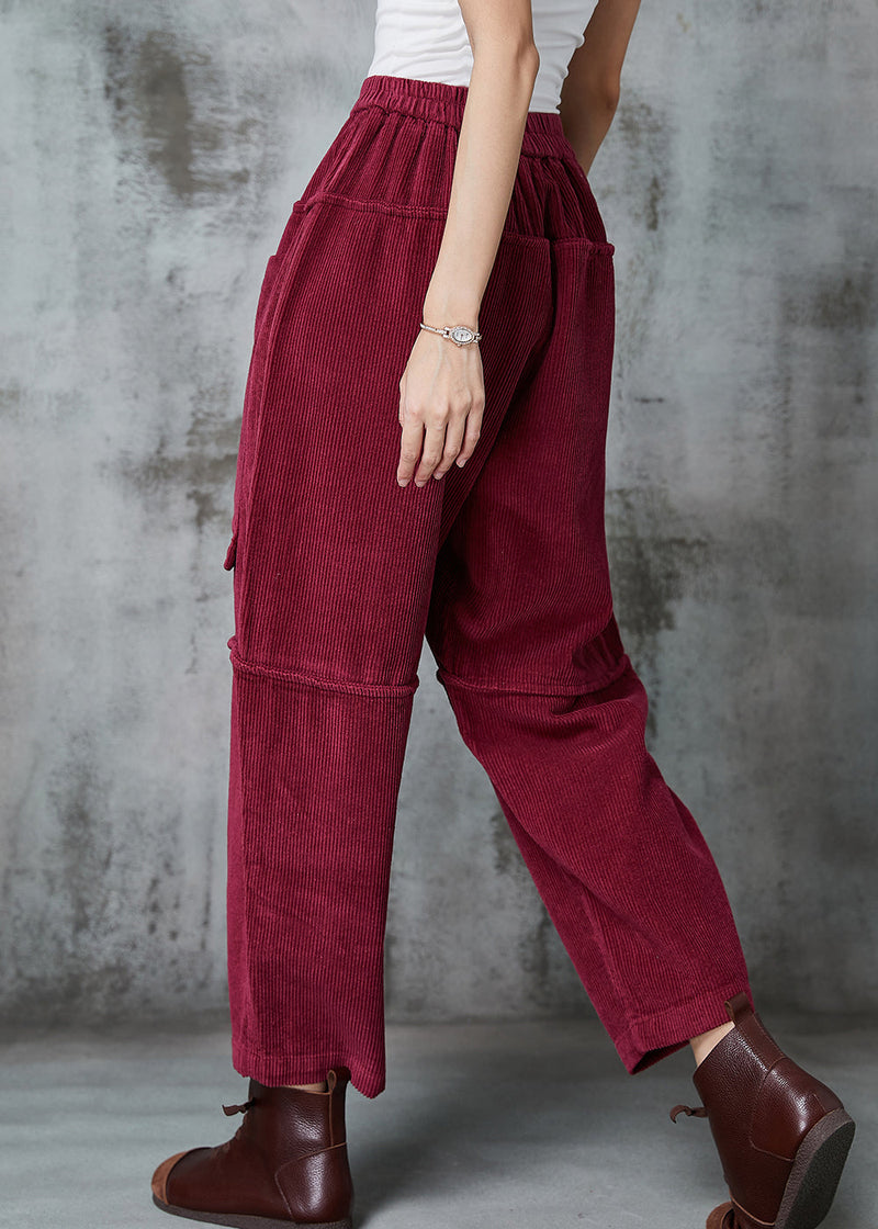 Modern Mulberry Oversized Pocketspatchwork Corduroy Pants Spring