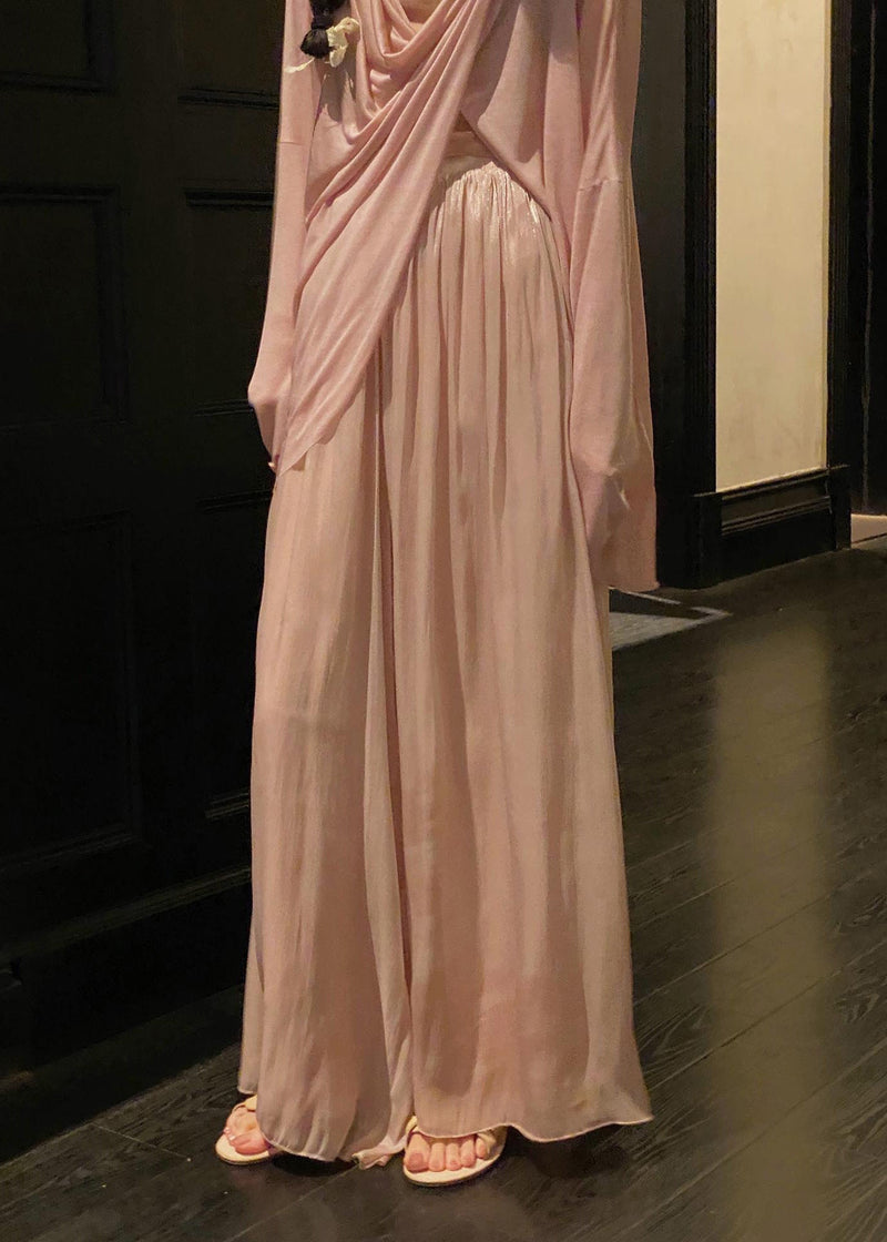 Style Pink Draping Cotton Two Piece Set Clothing Summer