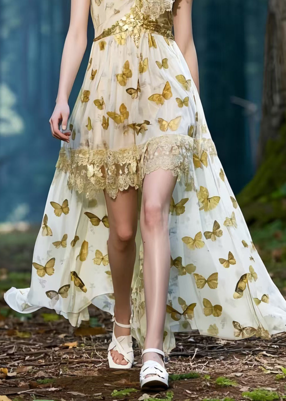 One Shoulder Butterfly Print Chiffon Vestidos Dresses Summer