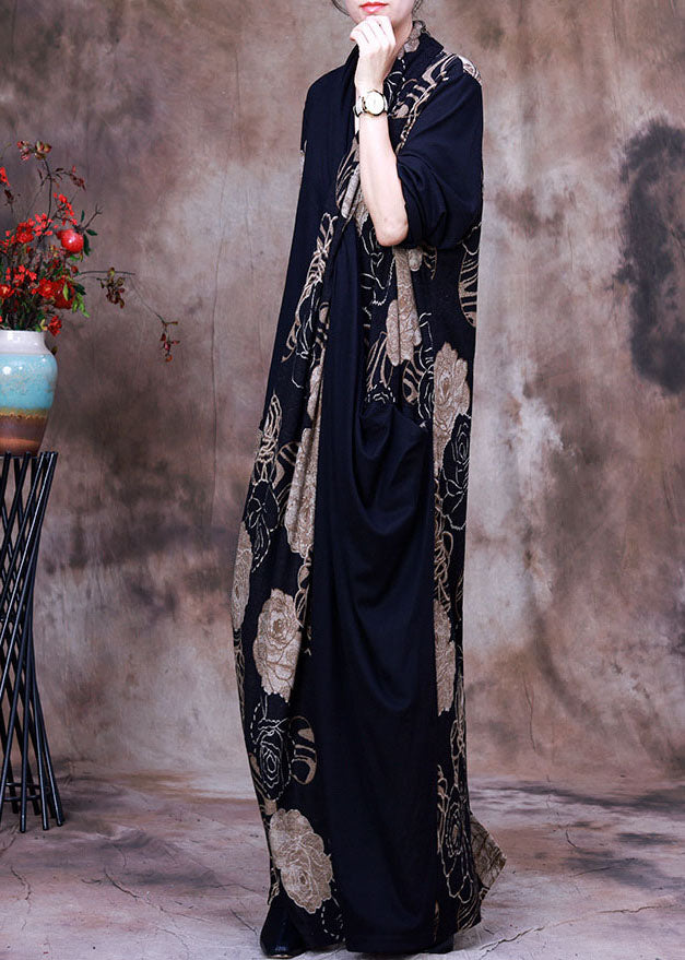 Vogue Colorblock Asymmetrical Print Chiffon Long Dress Spring