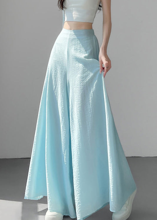 Original Blue High Waist Cotton Wide Leg Pants Summer
