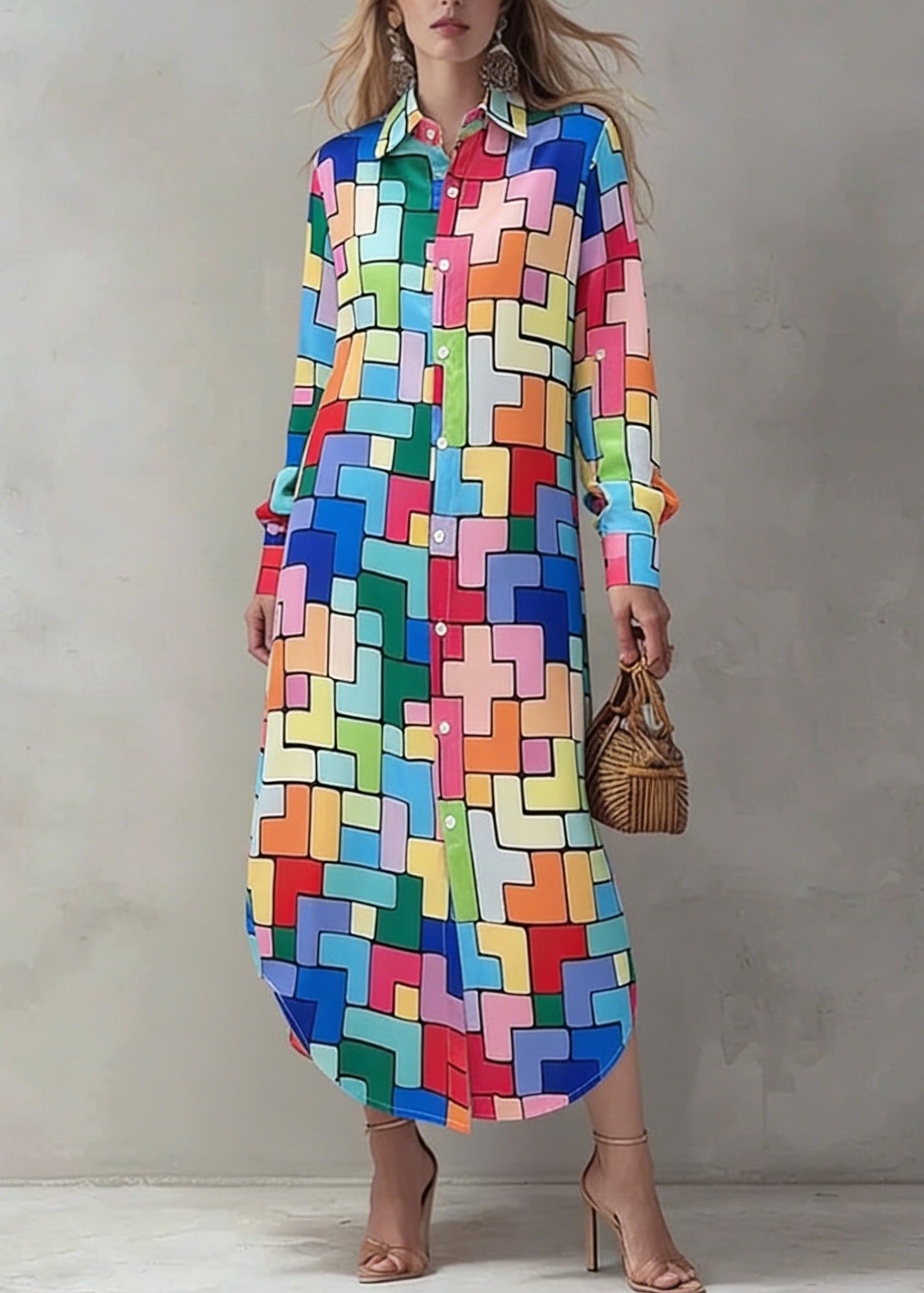 Peter Pan Collar Print Cotton Shirts Dress Spring