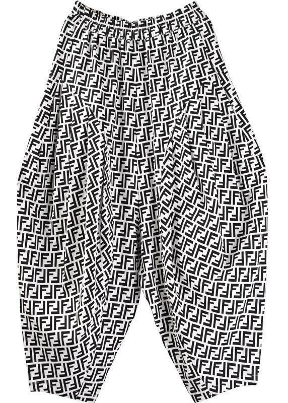 Stylish Red Print Linen Harem Pants Summer