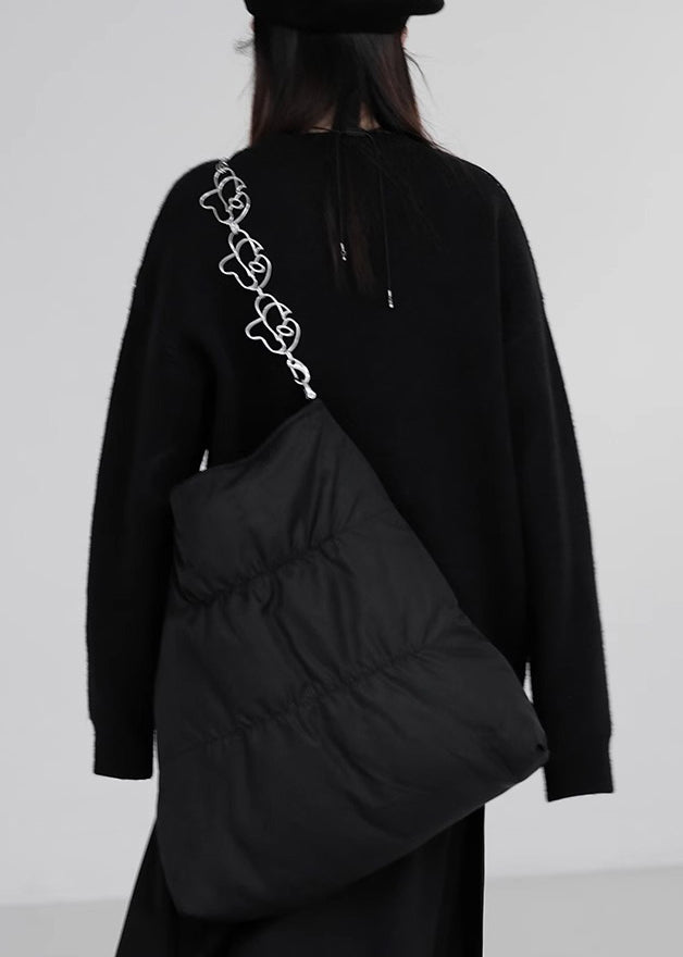 Loose Black O-neck Cozy Knit Sweaters Winter