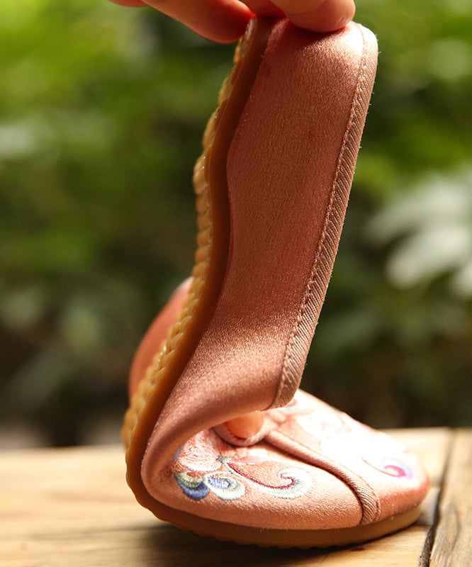 Orange Embroideried Comfy Cotton Slide Sandals