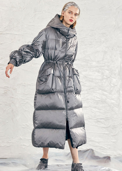 Original Design Caramel Hooded Drawstring Duck Down Puffer Coat Winter