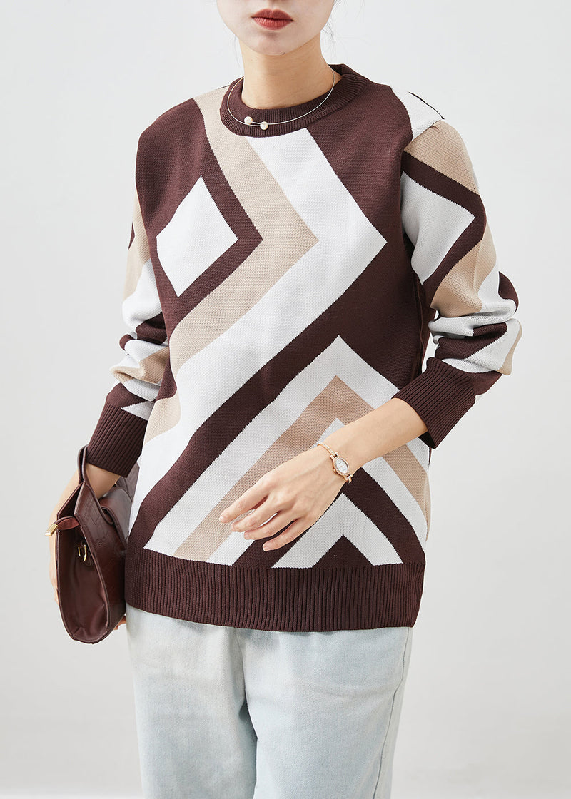 Chocolate Print Thick Knit Short Sweater Winter