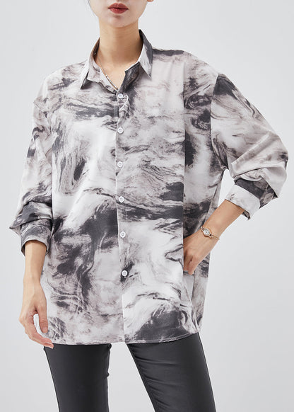 White Oversized Tie Dye Cotton Top Spring