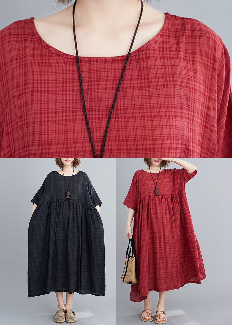 Mulberry O-neck Wrinkled Maxi Dress Summer