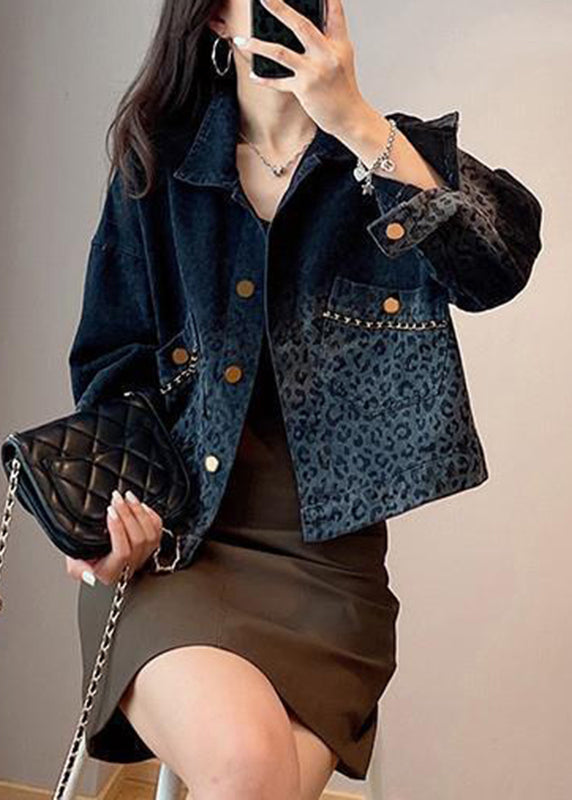 Black Button Pockets Denim Coats Long Sleeve Spring