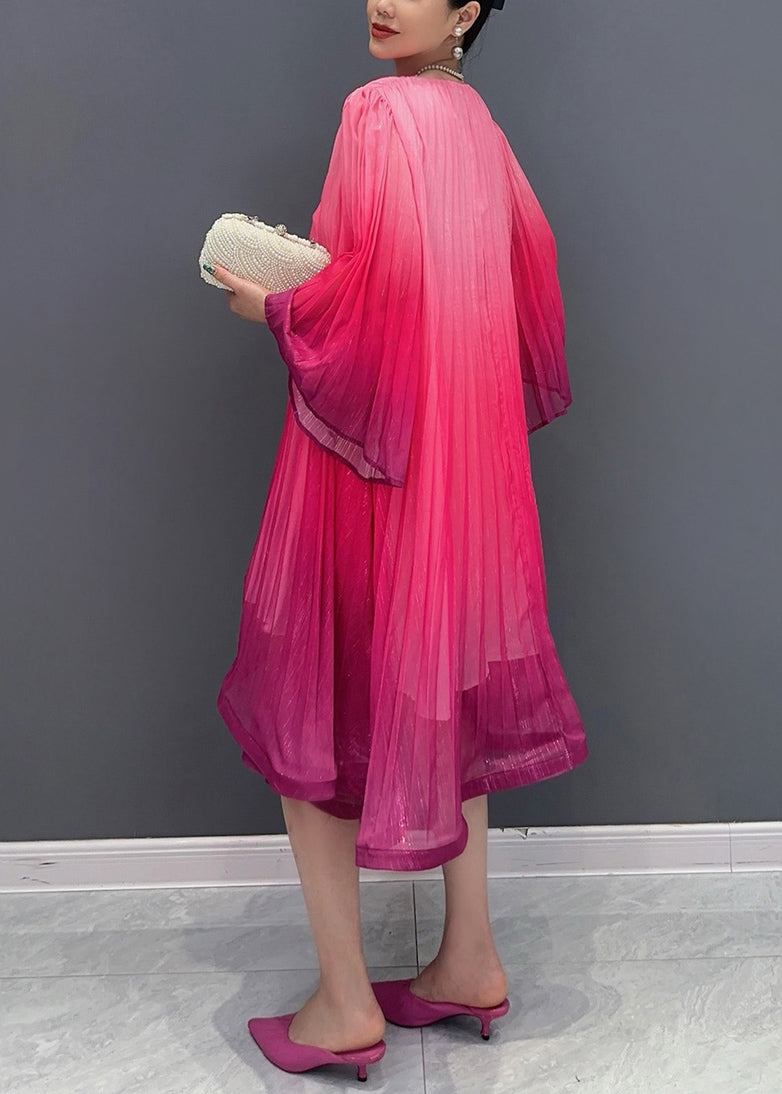 Red V Neck Layered Cotton Long Dresses Fall