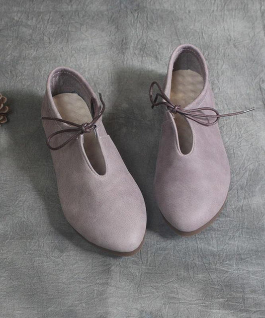 Purple Genuine Leather Lace Up Loafer Shoes for