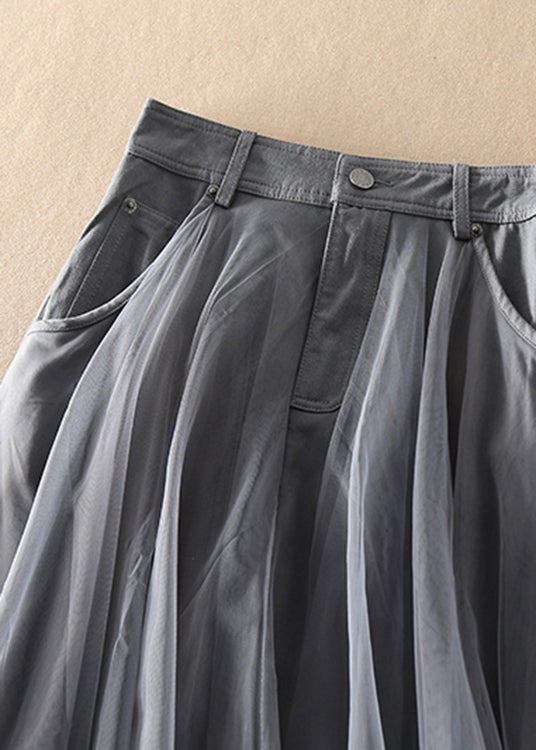 Natural Print2 High Waist Patchwork Tulle Skirts Spring