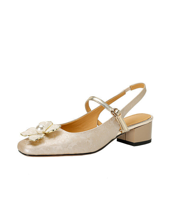 Green Chunky Faux Leather New Chinese Style Sandals