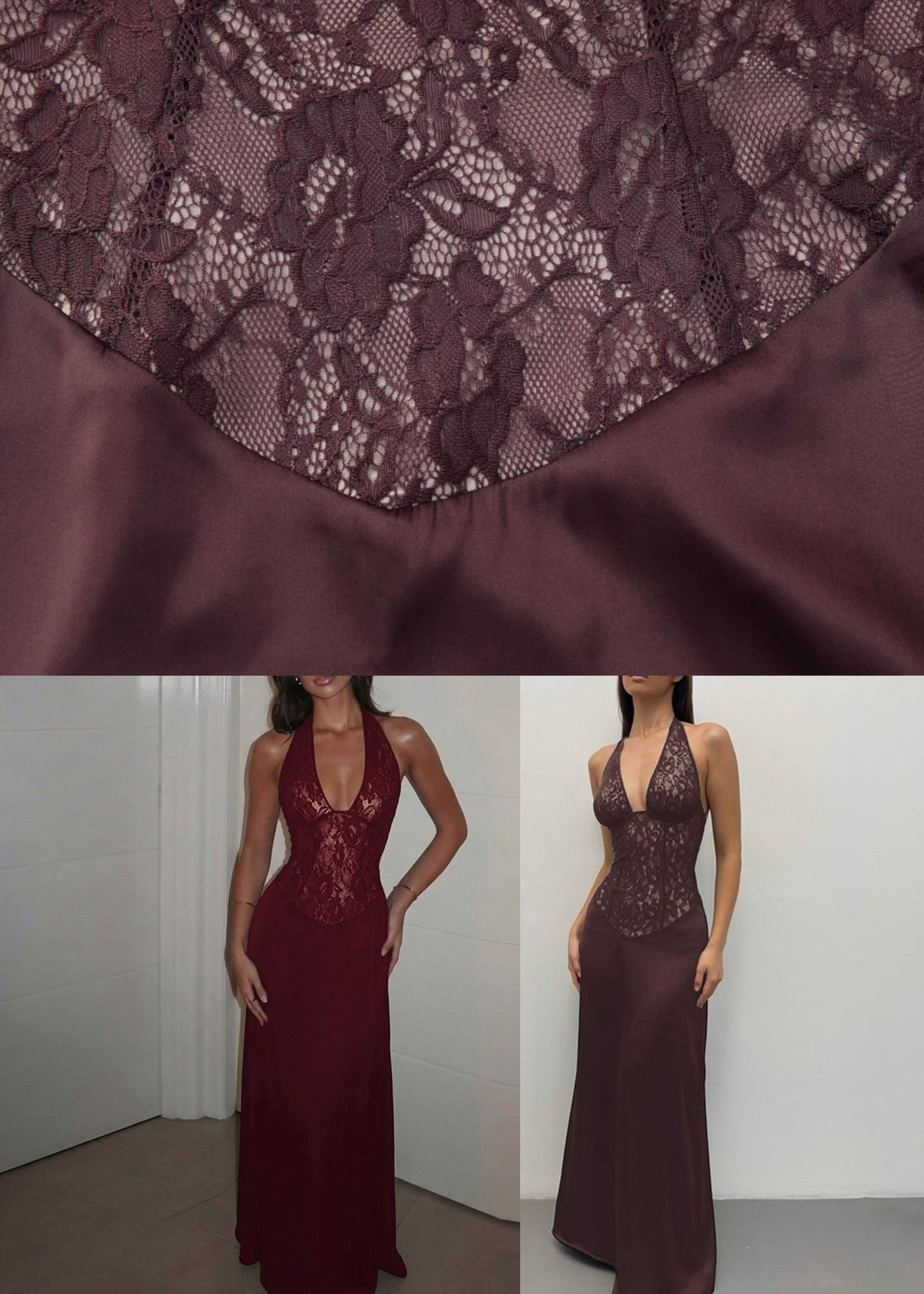 Slim Fit Mulberry Halter Button Maxi Dress Sleeveless