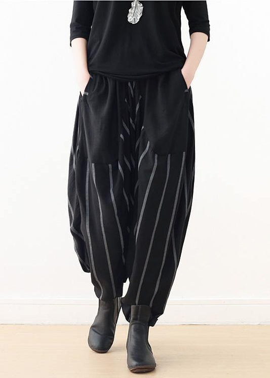 Spring New Black Grey Striped High Waist Pants