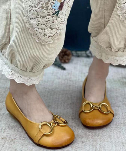 Green Cowhide Leather Splicing Sequined Flat Feet Shoes